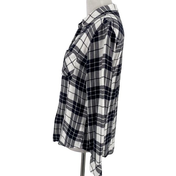 Rails Women's Hunter Plaid Black & White Rayon Button Up Shirt Size Small - Picture 3 of 8